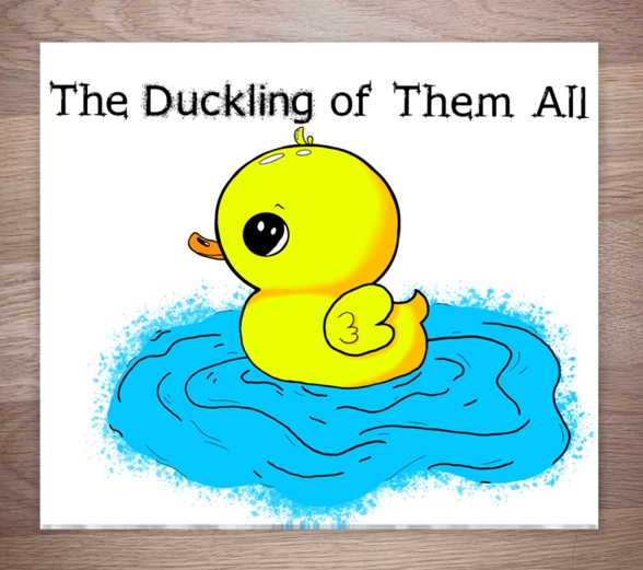 Stack of stickers of a duckling in water, text over it saying - The Duckling of Them All