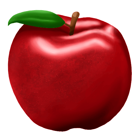 Red apple with a green leaf